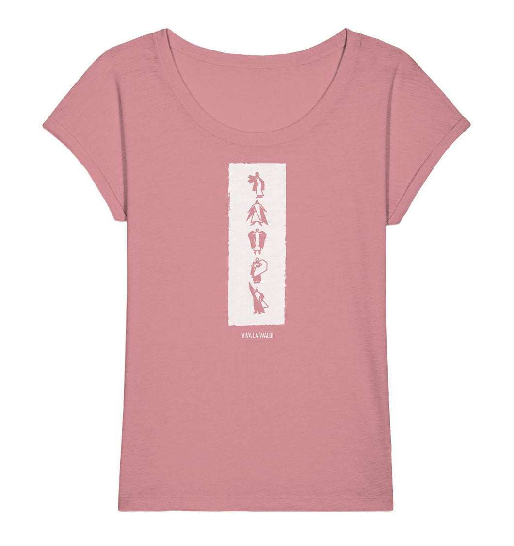 [Organic Ladies Slub Shirt] Waldi Stripe [Ladies Organic Shirt] Viva la Waldi Canyon Pink XS